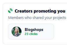 The Creators promoting you dashboard panel